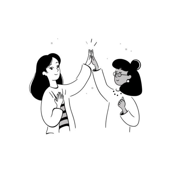 Illustration von zwei Frauen, die ihre Hände aneinander klatschen: High Five